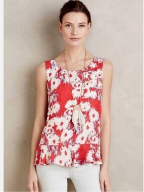 Anthropologie Espelette Ruffle Tank by Paper Crown, RARE, size L, EUC